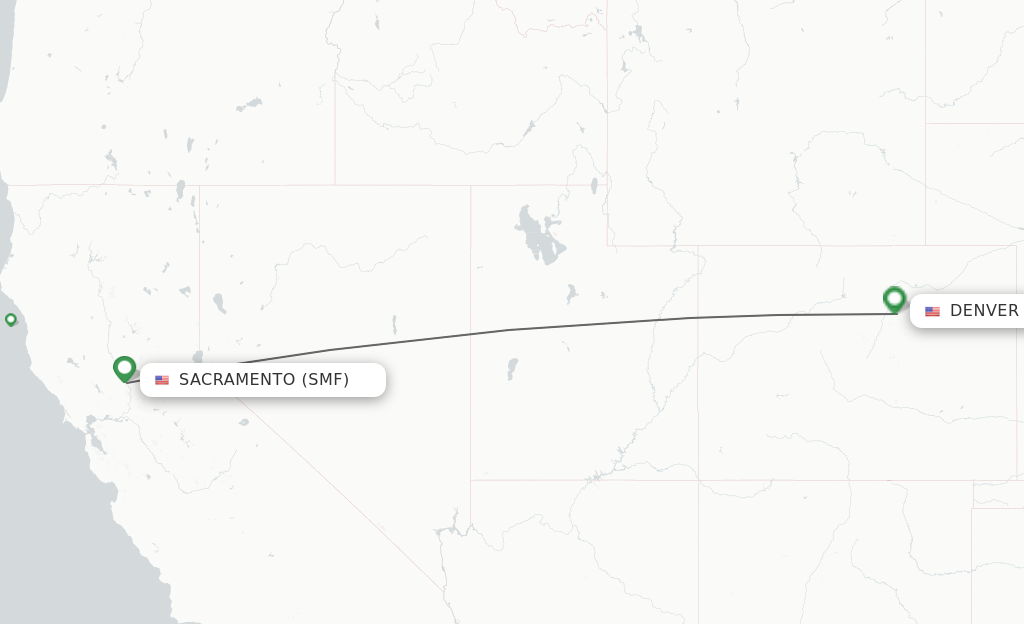 Flights from Sacramento to Denver route map