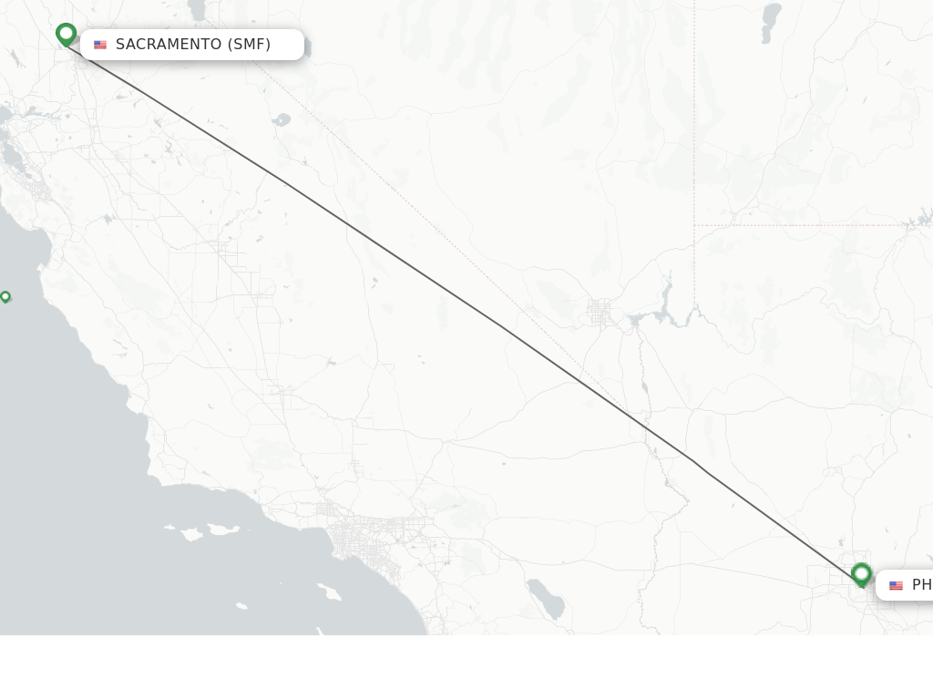 Flights from Sacramento to Phoenix route map