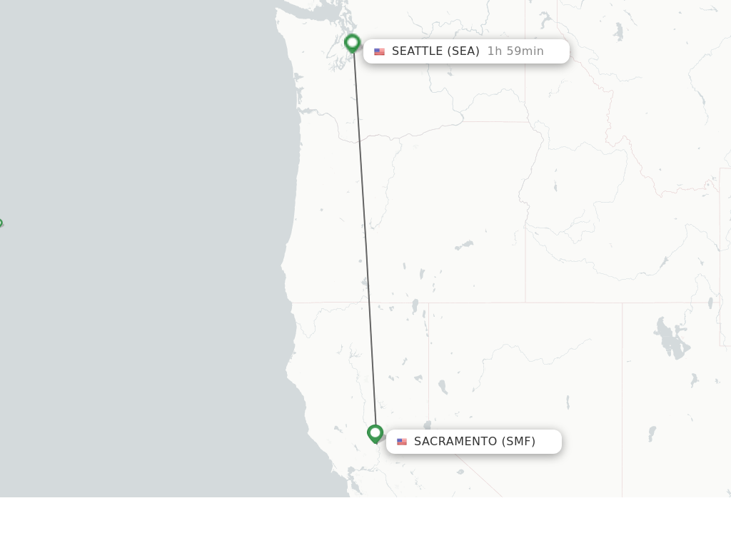 Flights from Sacramento to Seattle route map