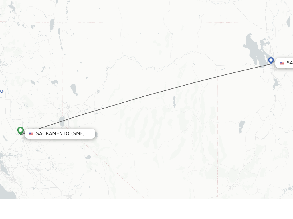 Flights from Sacramento to Salt Lake City route map