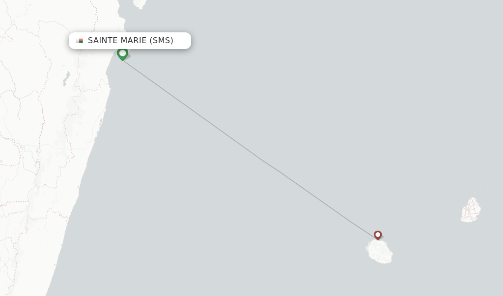 Route map with flights from Sainte Marie with Madagascar Airlines