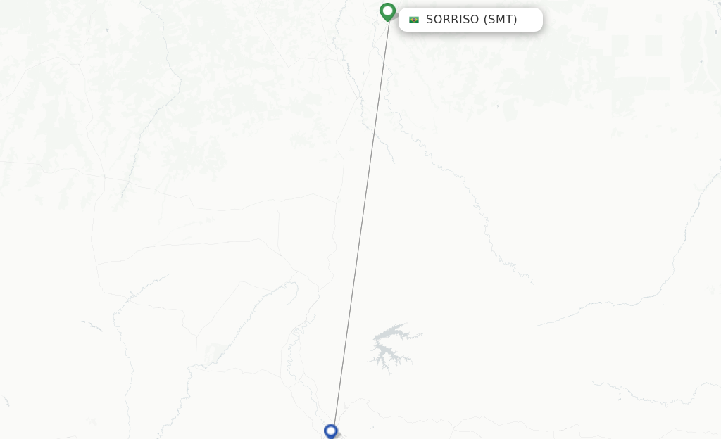 Route map with flights from Sorriso with Azul