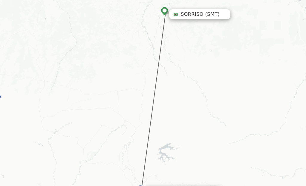 Flights from Sorriso to Cuiaba route map