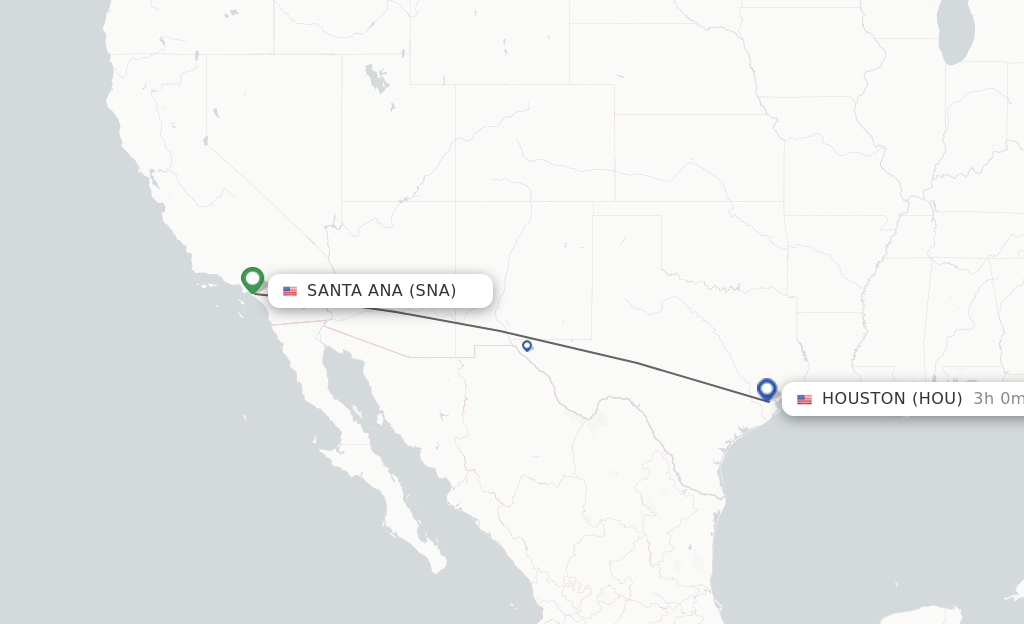 Direct (non-stop) flights from Santa Ana to Houston - schedules