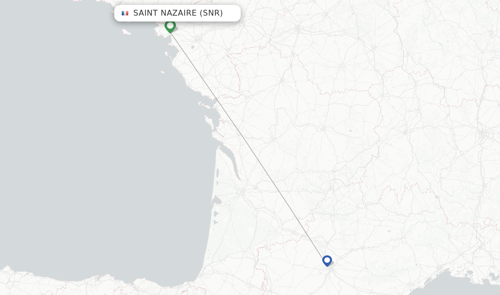 Route map with flights from Saint Nazaire with Air Corsica