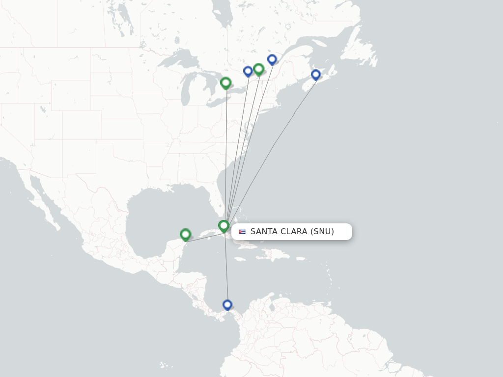 Route map with flights from Santa Clara with Alliance Air
