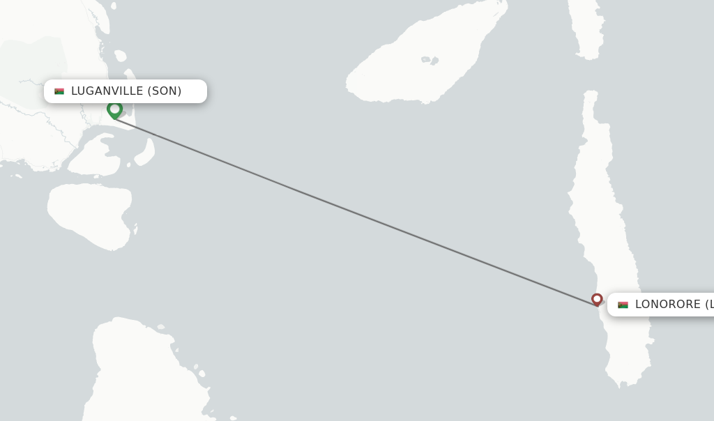 Flights from Luganville to Lonorore route map