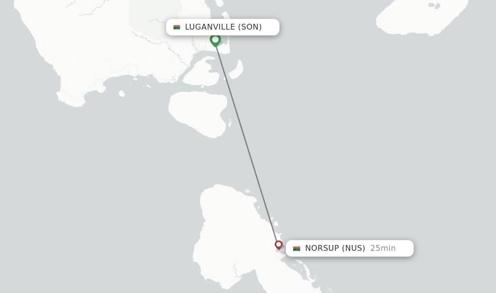 Flights from Luganville to Norsup route map