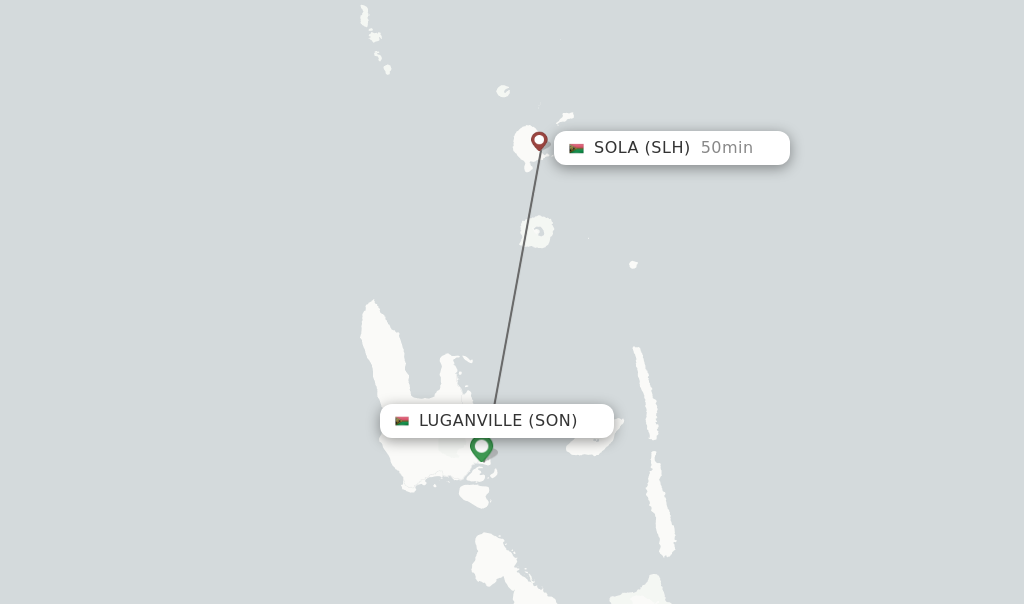 Flights from Luganville to Sola route map