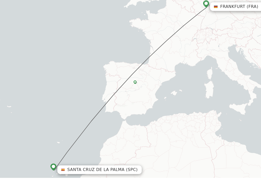 Flights from Santa Cruz De La Palma to Frankfurt route map