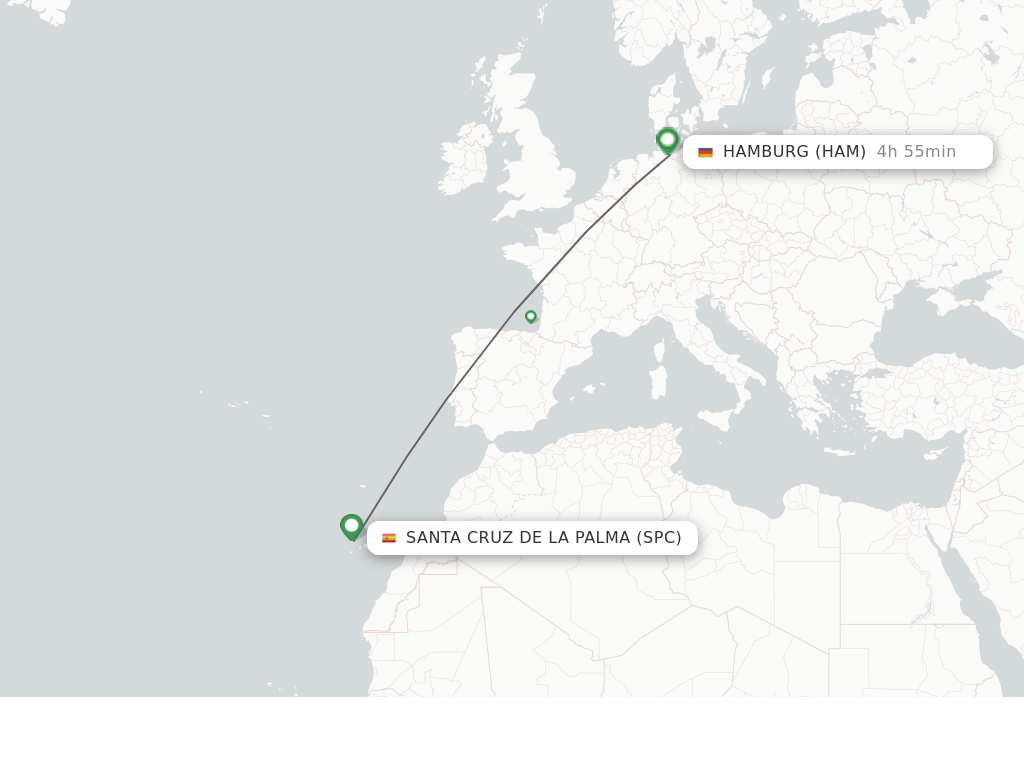 Flights from Santa Cruz De La Palma to Hamburg route map