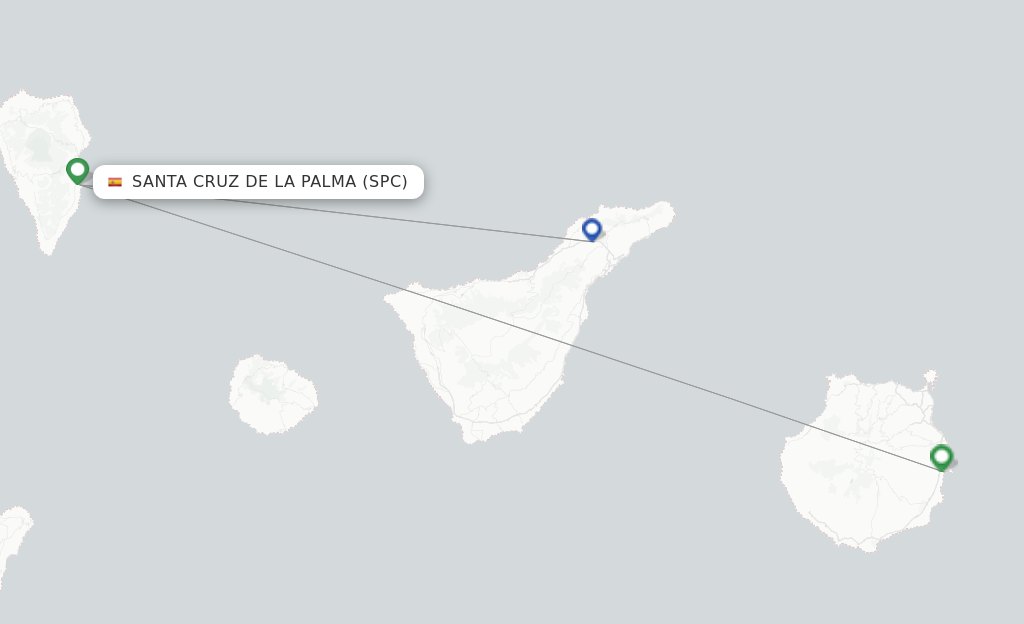 Route map with flights from Santa Cruz De La Palma with Canaryfly
