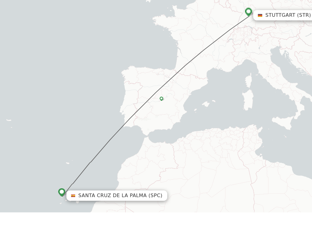 Flights from Santa Cruz De La Palma to Stuttgart route map
