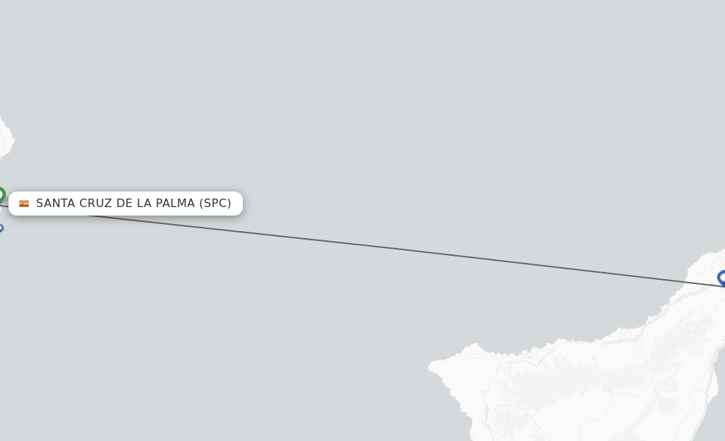 Flights from Santa Cruz De La Palma to Tenerife route map