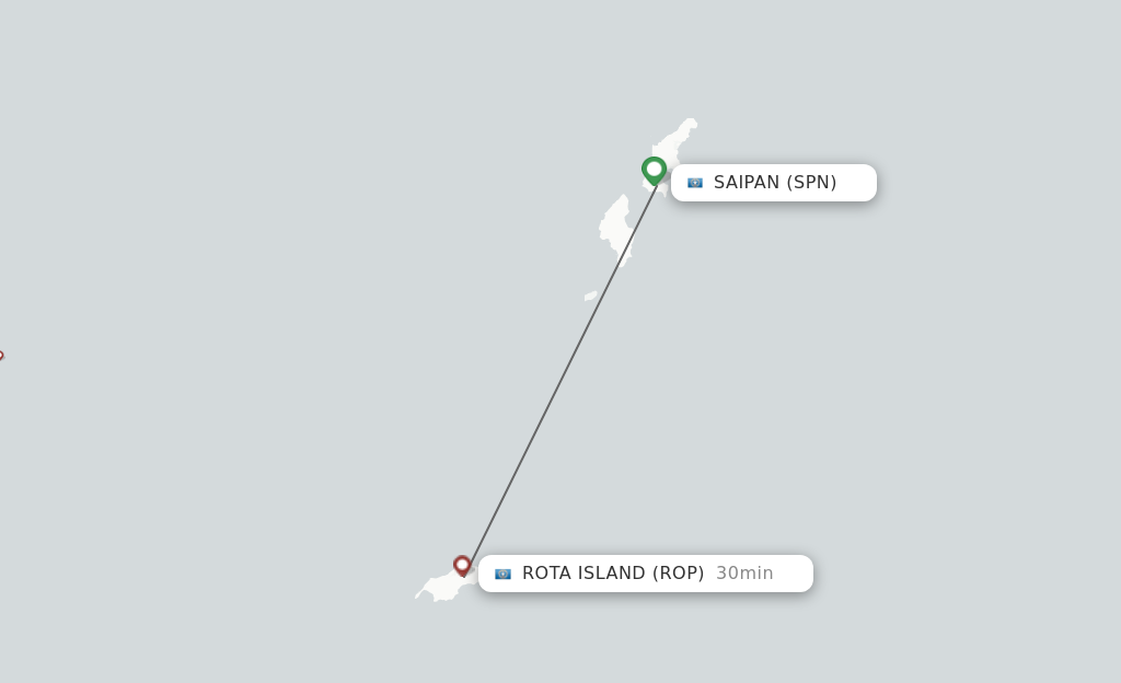 Flights from Saipan to Rota Island route map