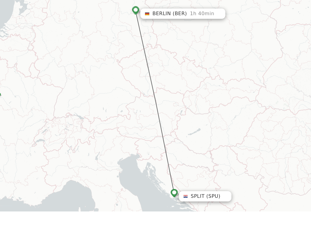 Flights from Split to Berlin route map