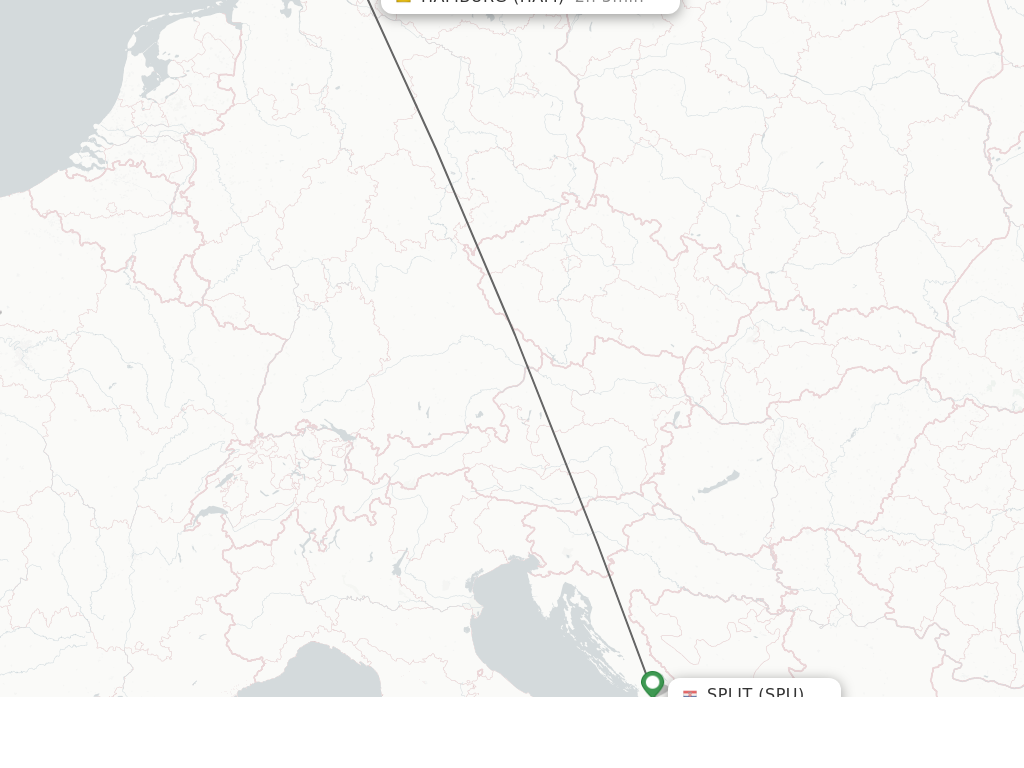Flights from Split to Hamburg route map