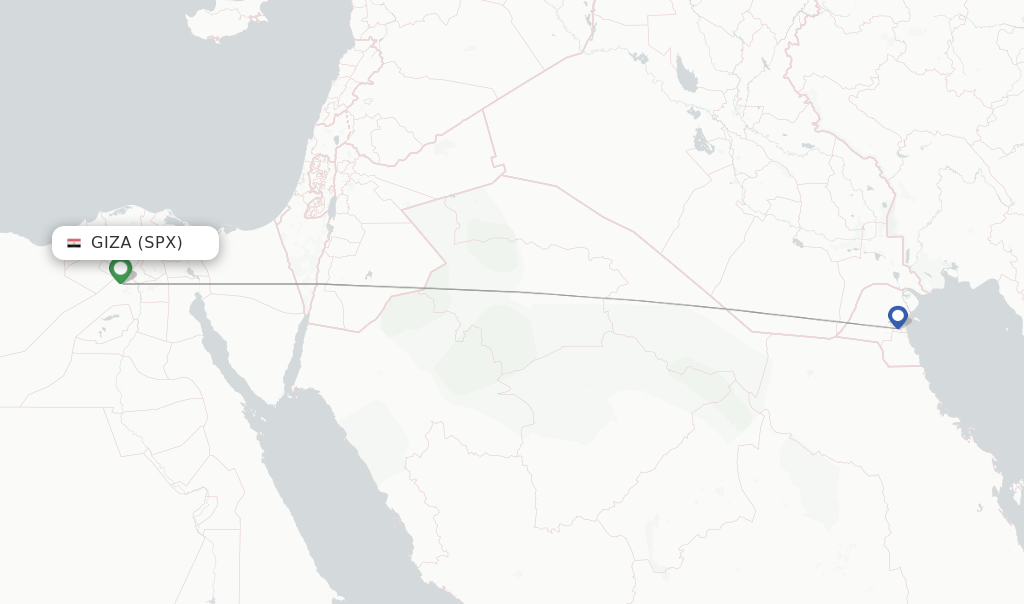 Route map with flights from Giza with Jazeera