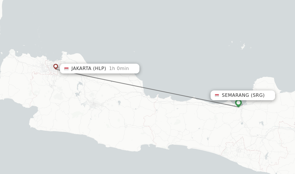 Flights from Semarang to Jakarta route map