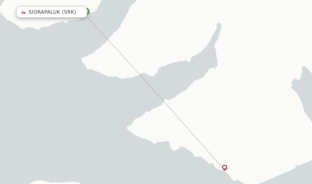Route map with flights from Siorapaluk with Air Greenland