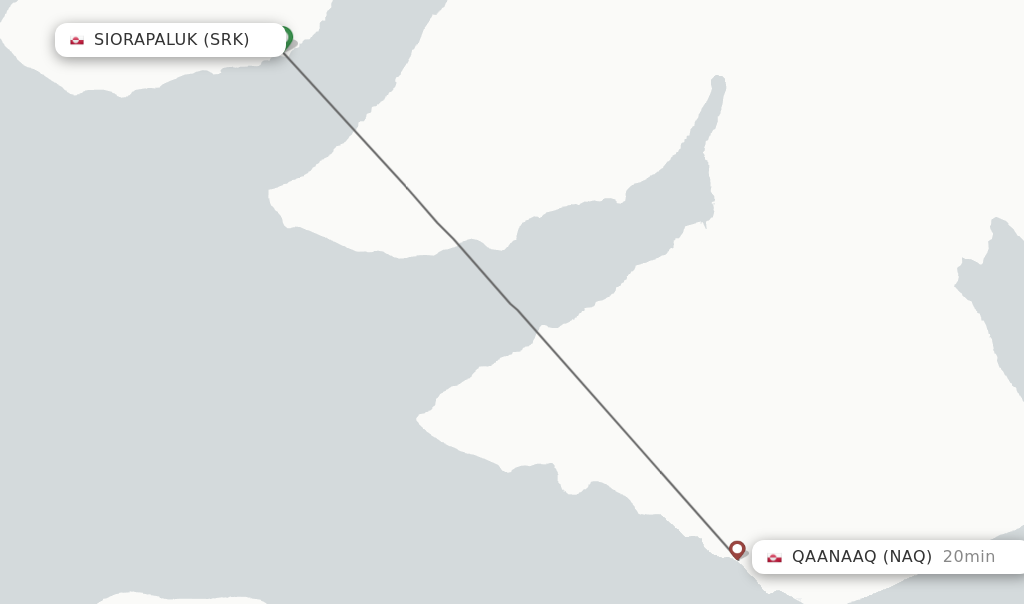 Flights from Siorapaluk to Qaanaaq route map