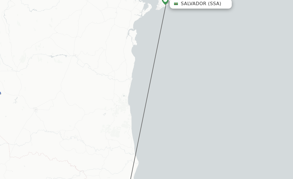Flights from Salvador to Porto Seguro route map