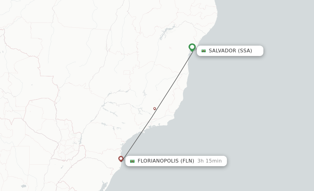 Flights from Salvador to Florianopolis route map