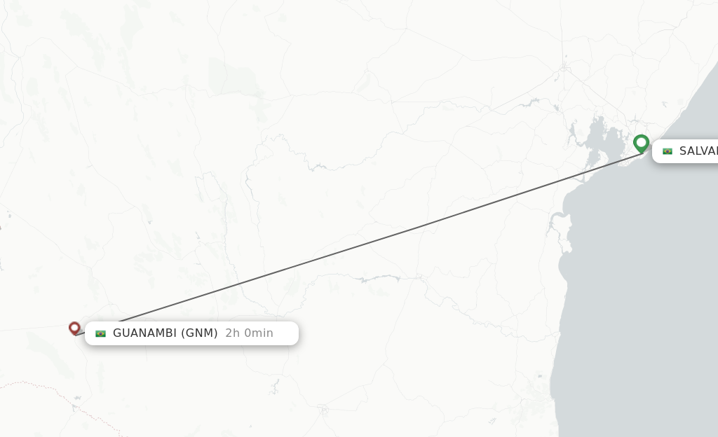 Flights from Salvador to Guanambi route map
