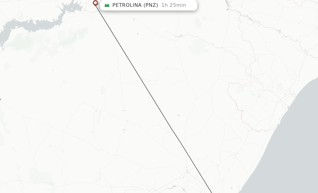 Flights from Salvador to Petrolina route map
