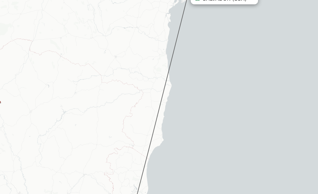 Flights from Salvador to Vitoria route map