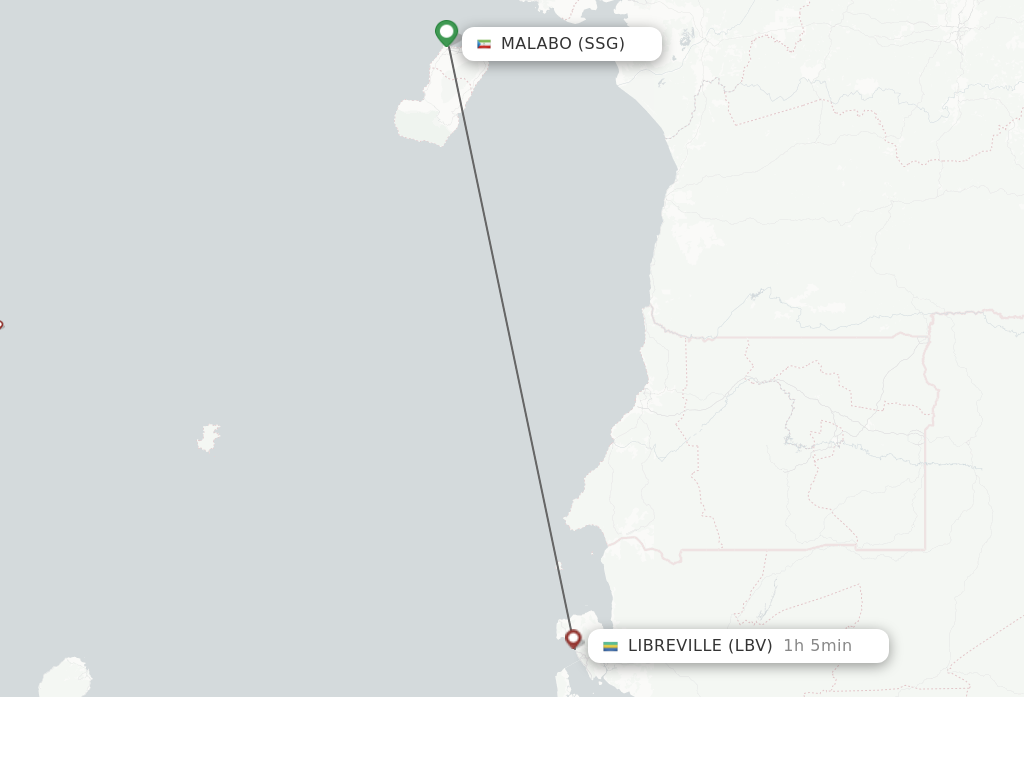 Flights from Malabo to Libreville route map