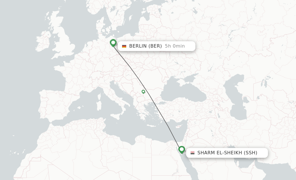 Flights from Sharm el Sheikh to Berlin route map