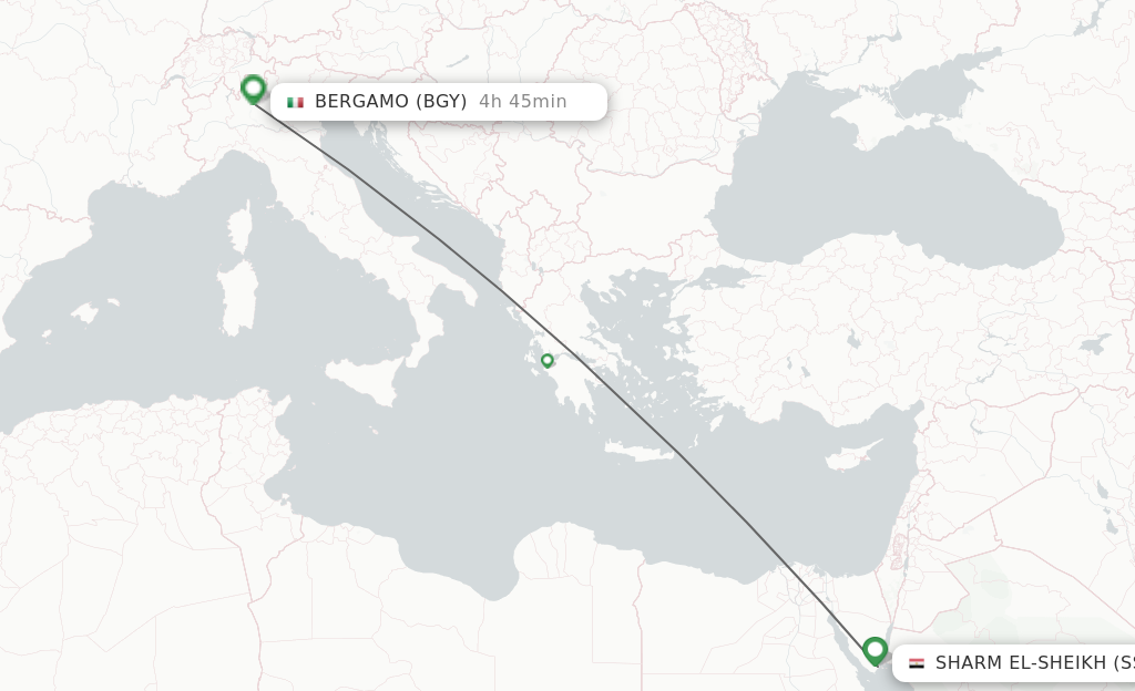 Flights from Sharm el Sheikh to Milan route map