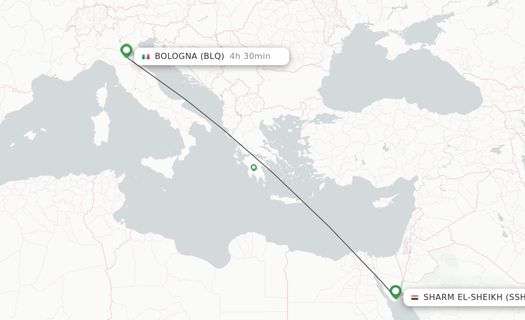 Flights from Sharm El-Sheikh to Bologna route map