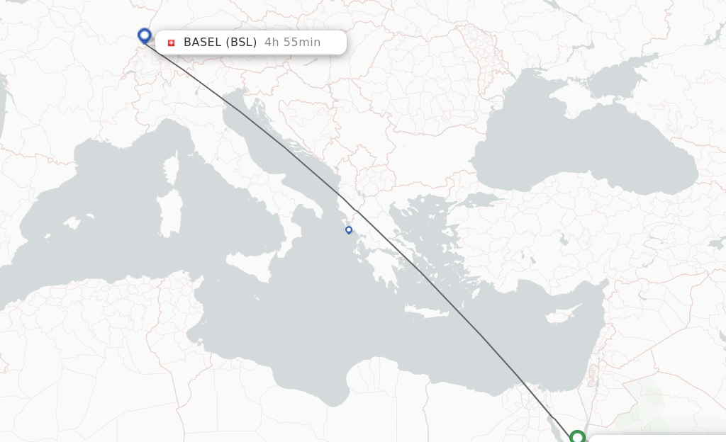 Flights from Sharm el Sheikh to Basel, Switzerland/Mulhouse route map