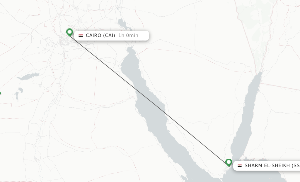 Flights from Sharm El-Sheikh to Cairo route map
