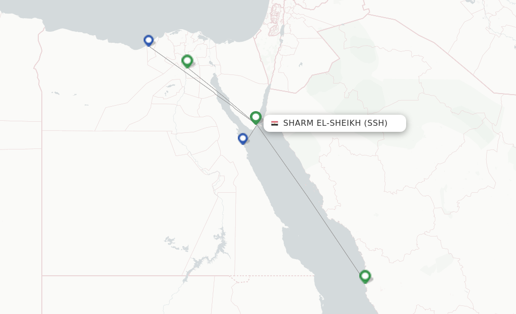 Route map with flights from Sharm el Sheikh with EgyptAir