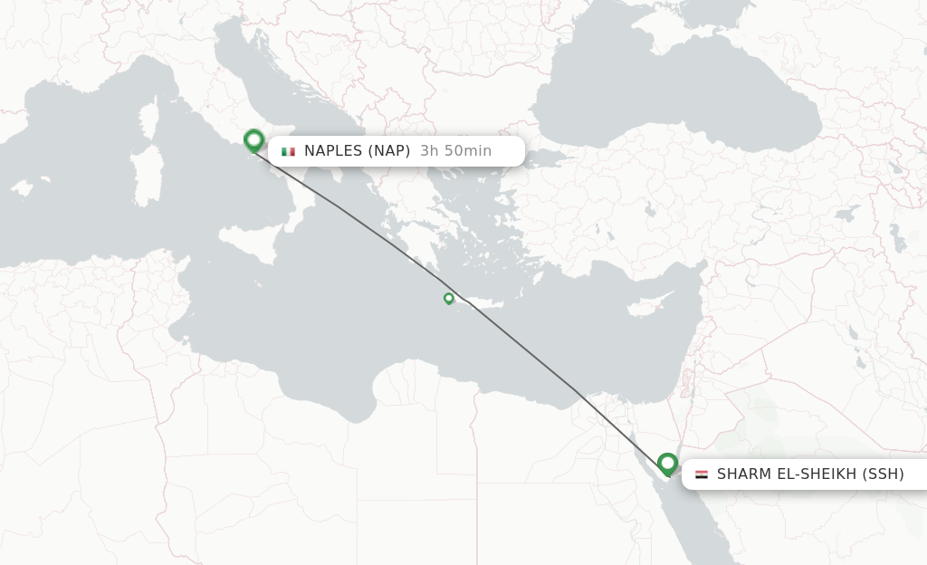 Flights from Sharm El-Sheikh to Naples route map