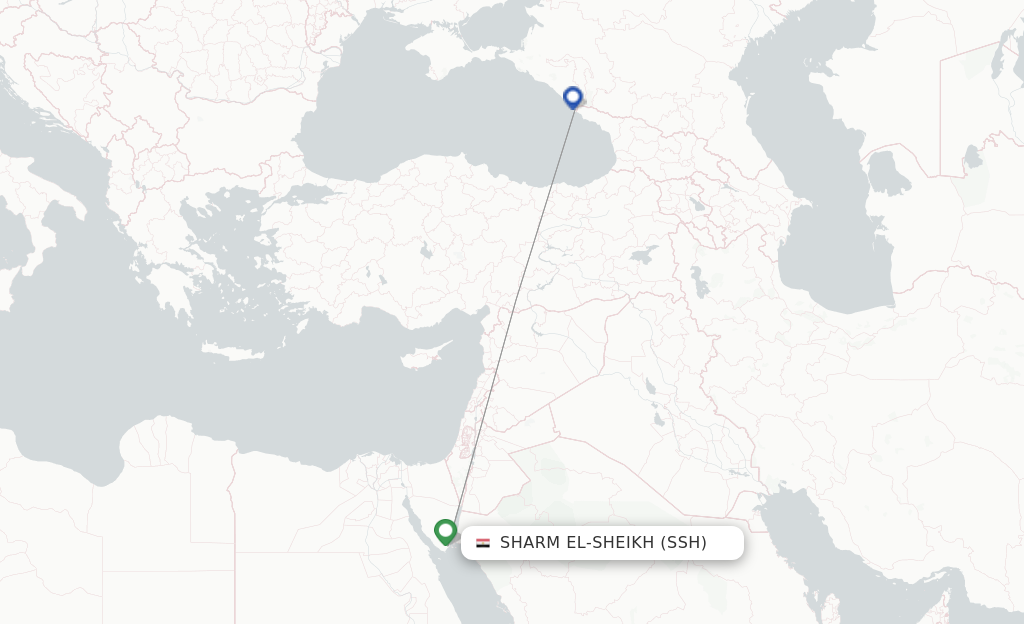 Route map with flights from Sharm el Sheikh with Aeroflot