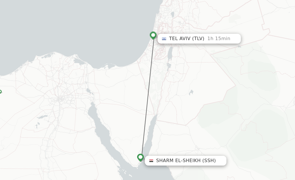 Flights from Sharm el Sheikh to Tel Aviv-Yafo route map