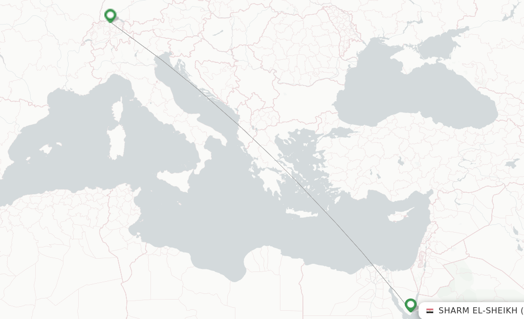 Route map with flights from Sharm el Sheikh with Edelweiss