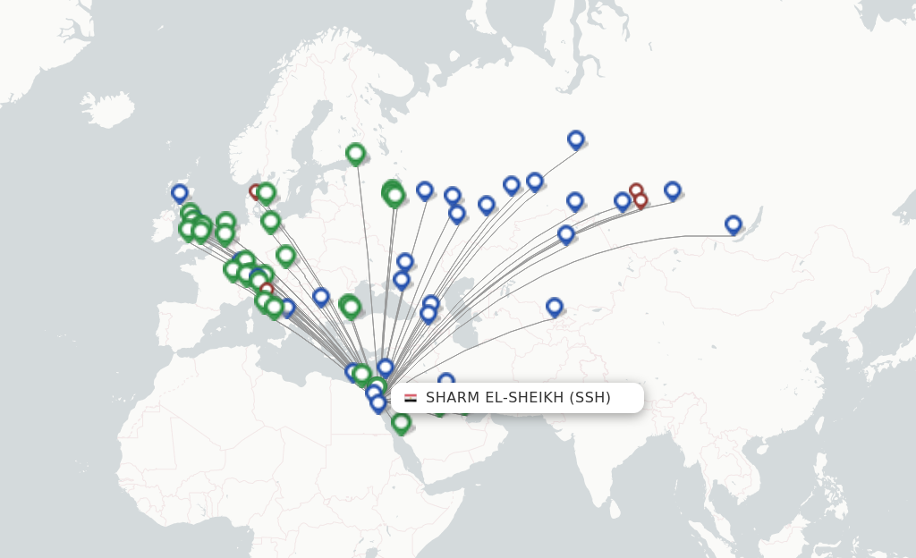 Flights from Sharm El-Sheikh to Surgut route map