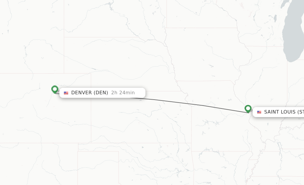 Flights from Saint Louis to Denver route map