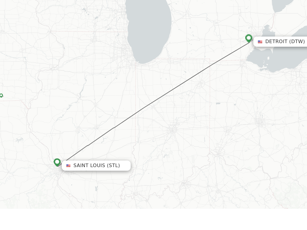Flights from Saint Louis to Detroit route map