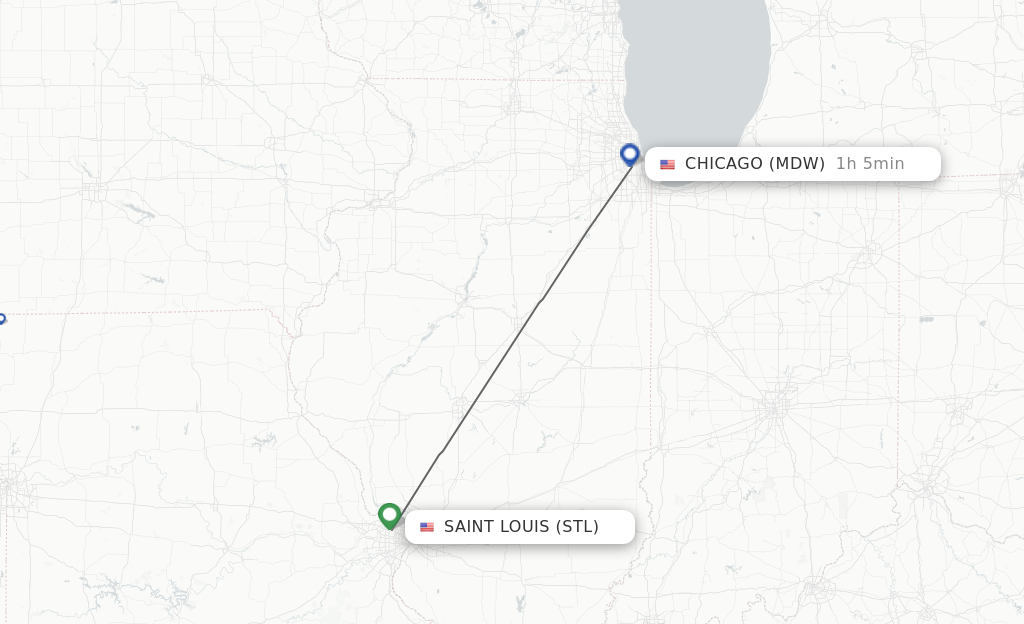 Flights from Saint Louis to Chicago route map