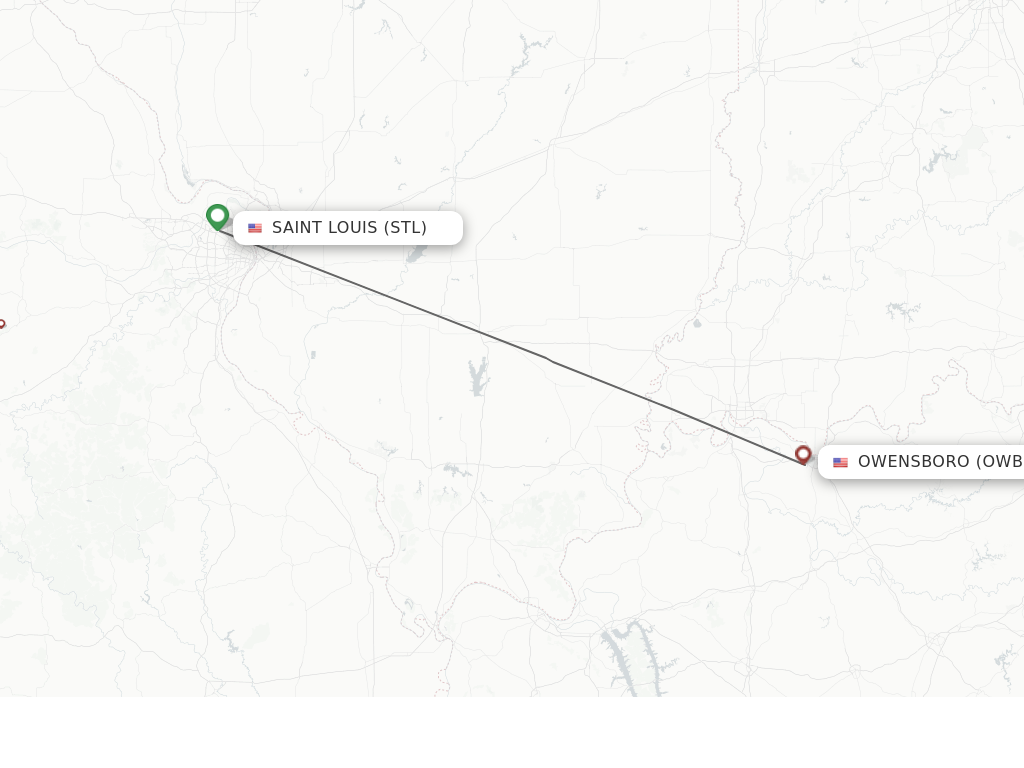 Flights from Saint Louis to Owensboro route map