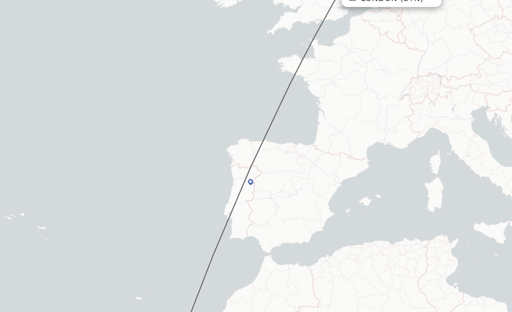 Flights from London to Lanzarote route map