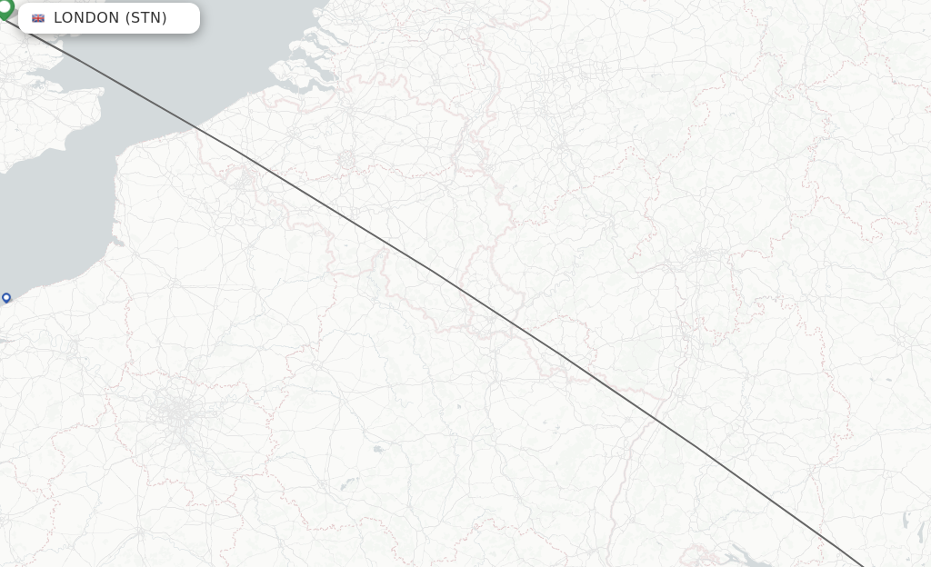 Flights from London to Innsbruck route map