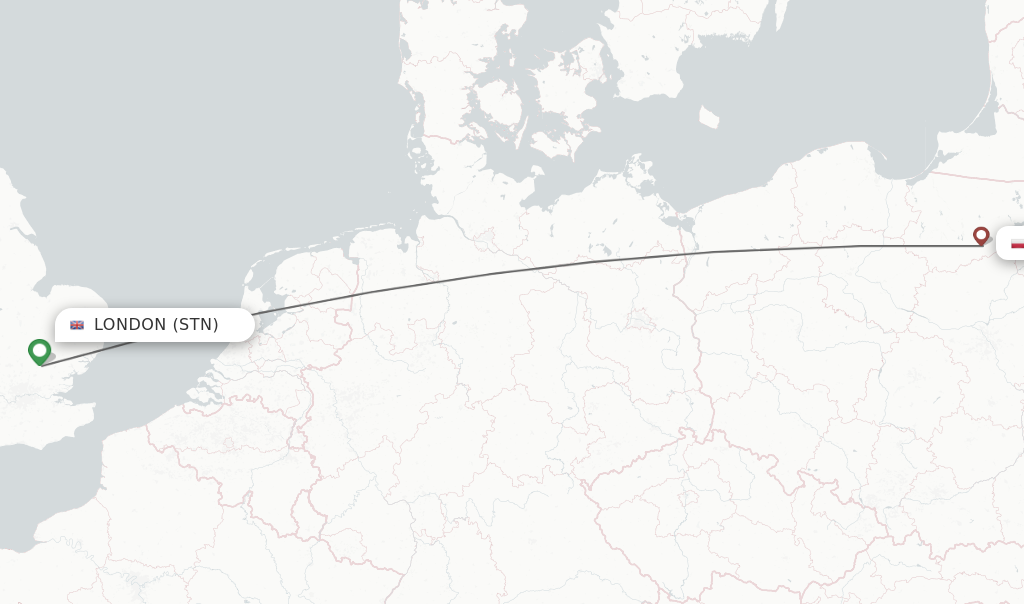 Flights from London to Szymany route map