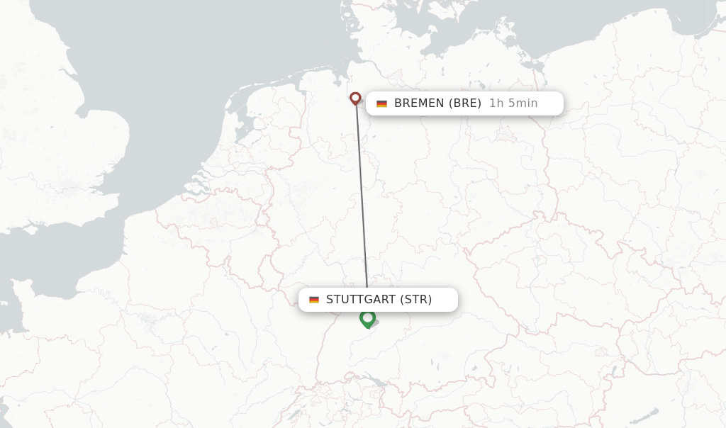 Flights from Stuttgart to Bremen route map